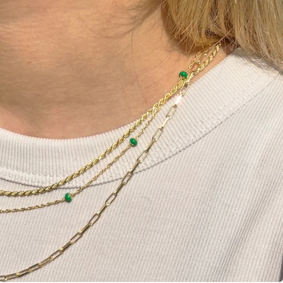 Argento Vivo Gold Thin Paperclip Chain Necklace NWB - Picture 3 of 9